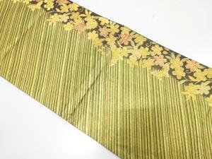 斜め縞に蝶・桜模様織り出し　振袖用袋帯